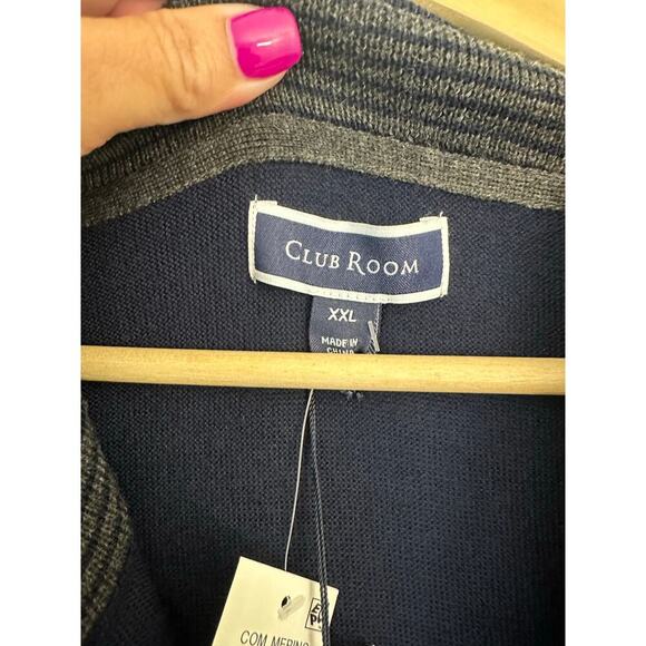 NWT Club Room Mens Wool Blend Sweater XXL Quarter Zip Navy - Picture 4 of 8